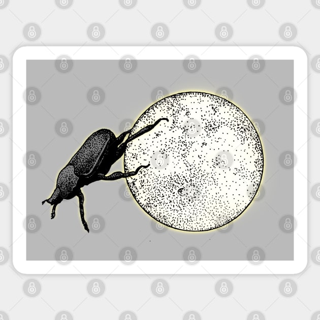 Moon Light Dung Beetle Sticker by ziiziilah